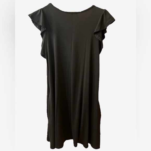 DOUBLJU Flowy Swing LBD Ruffle Sleeve with Pockets - Size Medium - Picture 4 of 8